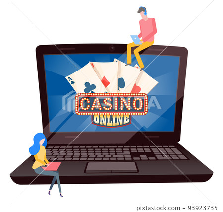 Casino Online Sign on Laptop Screen Vector Image Casino Online Sign on Laptop Screen Vector Image 93923735