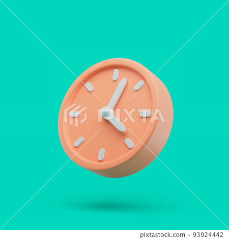 Circle clock icon. Simple 3d render illustration on vibrant background. Circle clock icon. Simple 3d render illustration on vibrant background. 93924442