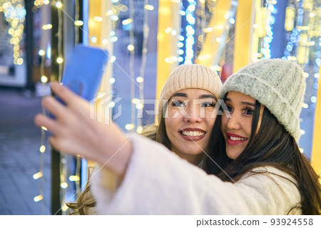 New Year's mood, two girlfriends New Year's mood, two girlfriends 93924558