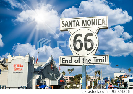 Santa Monica Route 66 Starting Signboard, California, USA Santa Monica Route 66 Starting Signboard, California, USA 93924806