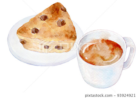 水彩插圖巧克力片烤餅 水彩插圖巧克力片烤餅 93924921