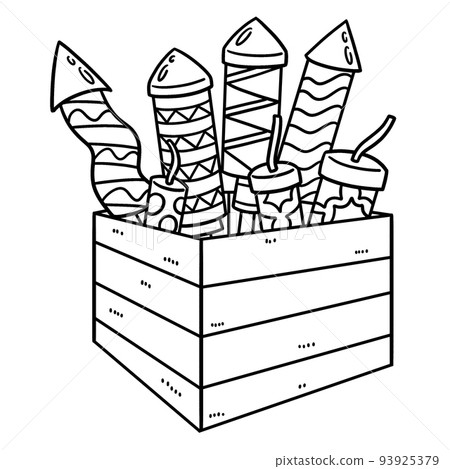 New Year Fireworks In Crate Isolated Coloring New Year Fireworks In Crate Isolated Coloring 93925379