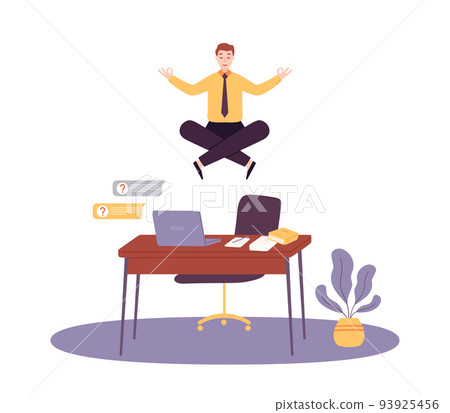 Office yoga on workplace, meditation and concentration 93925456