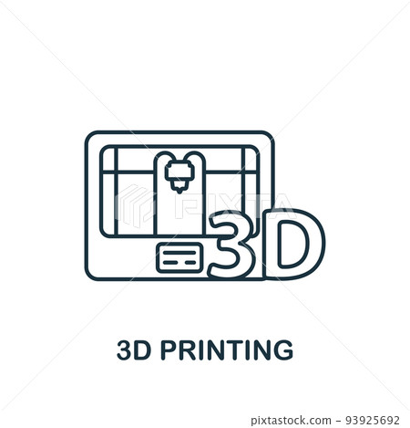 3D Printing icon. Line simple icon for templates, web design and infographics 93925692