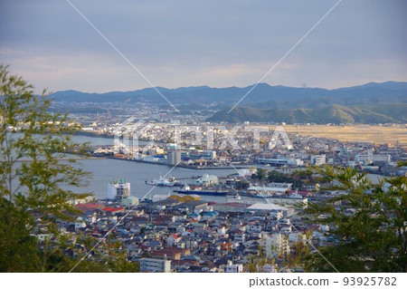 View of Komatsushima City and Anan City from Mt. Himine, Tokushima Prefecture View of Komatsushima City and Anan City from Mt. Himine, Tokushima Prefecture 93925782