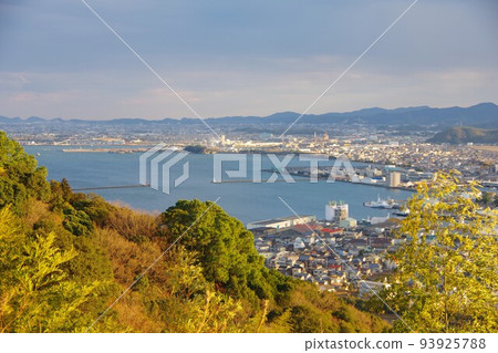 View of Komatsushima City and Anan City from Mt. Himine, Tokushima Prefecture View of Komatsushima City and Anan City from Mt. Himine, Tokushima Prefecture 93925788