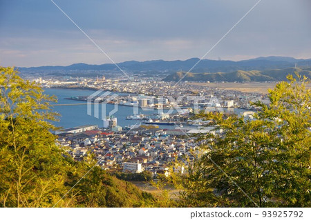 View of Komatsushima City and Anan City from Mt. Himine, Tokushima Prefecture 93925792