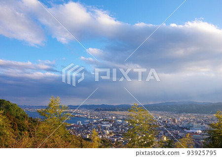 View of Komatsushima City and Anan City from Mt. Himine, Tokushima Prefecture View of Komatsushima City and Anan City from Mt. Himine, Tokushima Prefecture 93925795