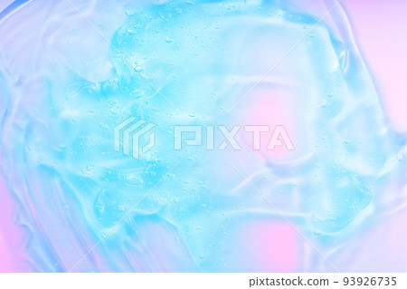 Neon cosmetic gel serum abstract background texture. Hyaluronic acid fluid skincare product with bubbles. Jelly abstract pattern Neon cosmetic gel serum abstract background texture. Hyaluronic acid fluid skincare product with bubbles. Jelly abstract pattern 93926735