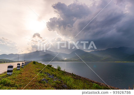 View of landscape nature and river and mountain 93926786