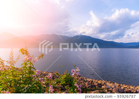 View of landscape nature and river and mountain 93926787