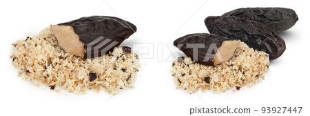 Tonka bean isolated on white background with and full depth of field. Bean of Dipteryx odorata 93927447