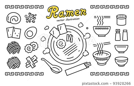 Ramen icon set Vector illustration 93928266