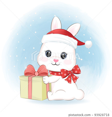 Little Rabbit ahd Gift box. Christmas season 93928718