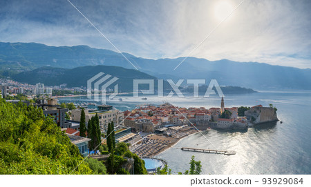 Budva old town morning summer view, Montenegro. 93929084