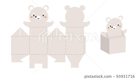 Simple packaging favor box mouse design for sweets, candies, small presents. Party package template for any purposes, birthday, baby shower. Print, cut out, fold, glue. Vector stock illustration Simple packaging favor box mouse design for sweets, candies, small presents. Party package template for any purposes, birthday, baby shower. Print, cut out, fold, glue. Vector stock illustration 93931716