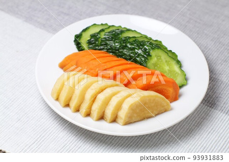 Pickled vegetables, radish, carrot and cucumber pickled in miso 93931883