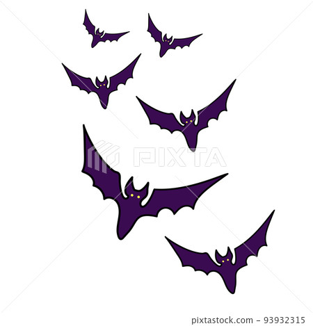 bats flat illustration isolated on white. halloween and mystic forest series 93932315