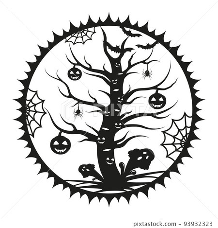 Halloween tree, Color isolated Vector illustration of kawaii cartoon. Halloween tree, Color isolated Vector illustration of kawaii cartoon. 93932323