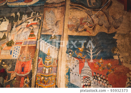 Wat Phumin temple and its wall painting in Nan city, Thailand Wat Phumin temple and its wall painting in Nan city, Thailand 93932373