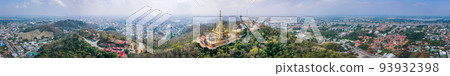 Aerial view of Wat Khiriwong temple on top of the mountain in Nakhon Sawan, Thailand Aerial view of Wat Khiriwong temple on top of the mountain in Nakhon Sawan, Thailand 93932398
