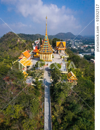 Aerial view of Wat Sangkat Rattana Khiri temple in Uthai Thani, Thailand Aerial view of Wat Sangkat Rattana Khiri temple in Uthai Thani, Thailand 93932517