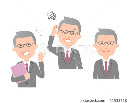 Heavy businessman Various facial expressions 3 93933818