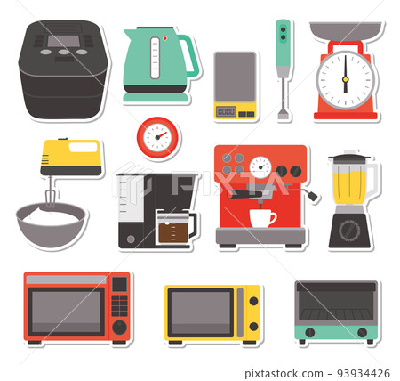 Illustration set of simple home appliances with a white border 93934426