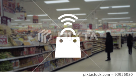 Shopping bag and wireless communication icon 93936080