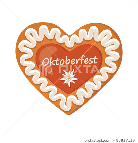gingerbread heart oktoberfest with edelweiss decoration vector gingerbread heart oktoberfest with edelweiss decoration vector 93937139