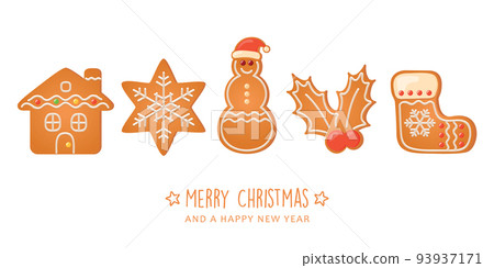christmas greeting card with cookies gingerbread set sweet decoration 93937171