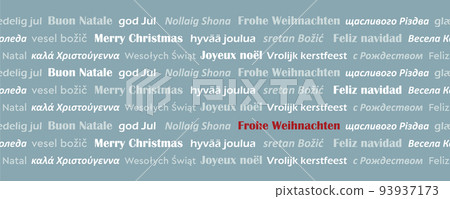merry christmas greeting card banner in different languages seamless pattern 93937173