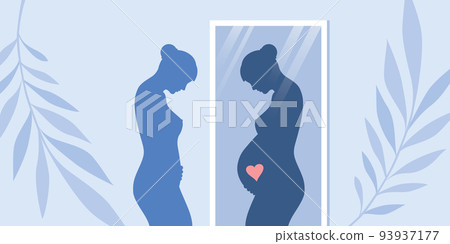 woman sees herself pregnant in the mirror 93937177