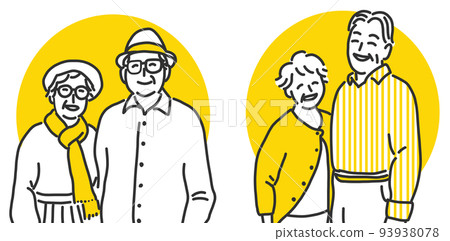 Illustration of a smiling elderly couple 93938078