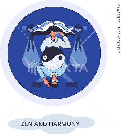 Zen and harmony metaphor, meditation practice. Balance, harmony and mindfulness concept. Calm person relaxing 93938079