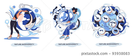 Biodiversity in nature as environment variety of life on Earth planet. Saving wildlife ecosystem metaphor 93938083