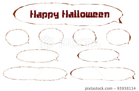 Red horror image line speech bubble set 93938114