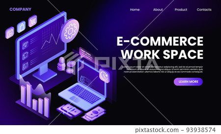 E-Commerce Work Space Banner. Landing Page Horizontal Mockup E-Commerce Work Space Banner. Landing Page Horizontal Mockup 93938574