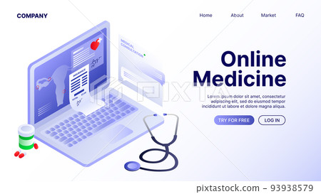 Online Medicine Horizontal Web Banner. Landing Page Template Online Medicine Horizontal Web Banner. Landing Page Template 93938579