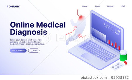 Medical Diagnosis Online. Landing Page White Illustration Medical Diagnosis Online. Landing Page White Illustration 93938582
