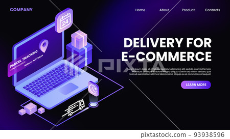 Delivery for E-Commerce. Website Landing Page. Isometric Horizontal Template 93938596