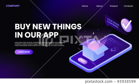 Buy Things in the App. Online Shopping Website Landing Page. Buy Things in the App. Online Shopping Website Landing Page. 93938599