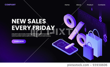 New Sales Every Friday Banner. E-commerce Website Landing Page 93938606