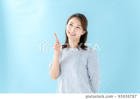 Recommended female pointing blue back Recommended female pointing blue back 93938787