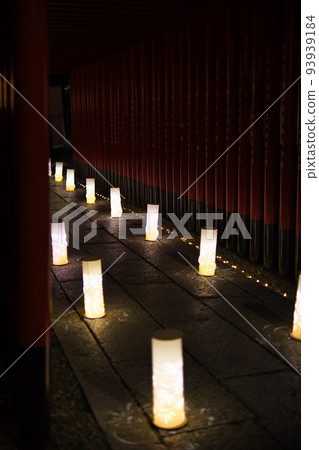Beautiful lanterns lit up and placed on the ground Beautiful lanterns lit up and placed on the ground 93939184