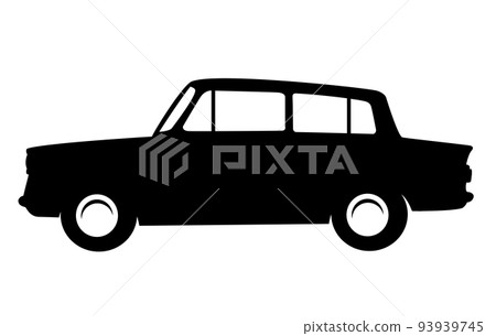 Vintage single silhouette abstract Retro car vehicle urban 93939745