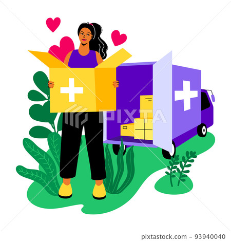 Humanitarian aid delivery - modern colorful flat design style illustration Humanitarian aid delivery - modern colorful flat design style illustration 93940040