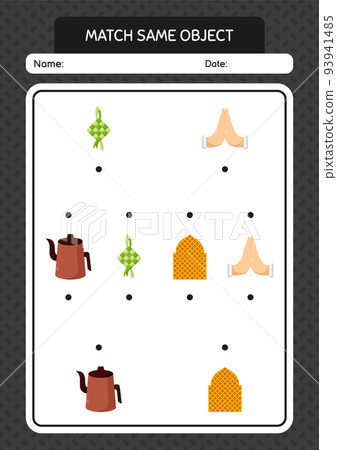 Match with same object game ramadan icon. worksheet for preschool kids, kids activity sheet 93941485