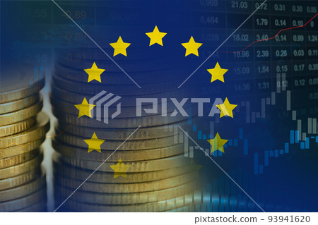 tock market investment trading financial, coin and EU flag or Forex for analyze profit finance business trend data background. tock market investment trading financial, coin and EU flag or Forex for analyze profit finance business trend data background. 93941620