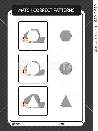 Match pattern game with praying. worksheet for preschool kids, kids activity sheet Match pattern game with praying. worksheet for preschool kids, kids activity sheet 93941659